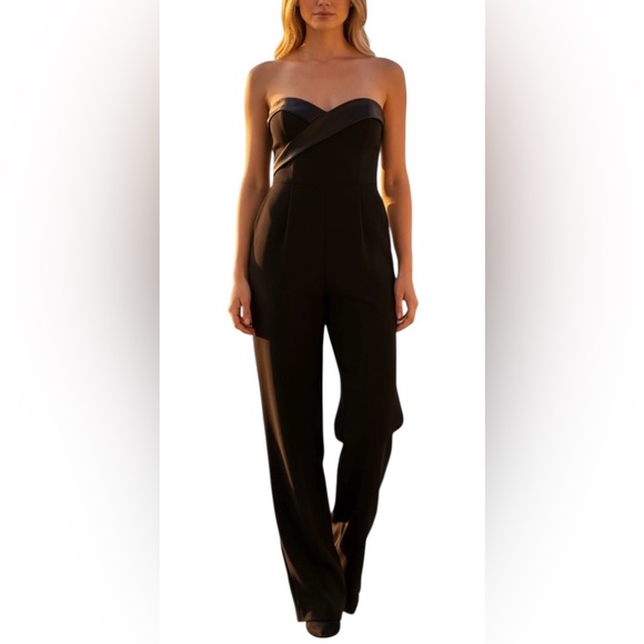 RtA Lou Elegant Black Strapless pant Jumpsuit size 4 Italian fabric one‎ piece - Picture 1 of 16